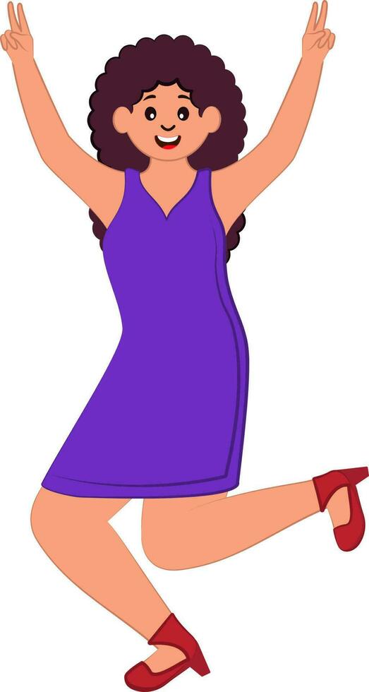 Cheerful Modern Young Girl Character In Stylish Pose. vector
