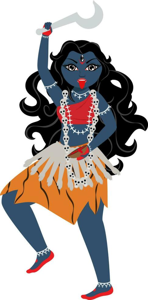 Indian Goddess Kalaratri Character On White Background. vector