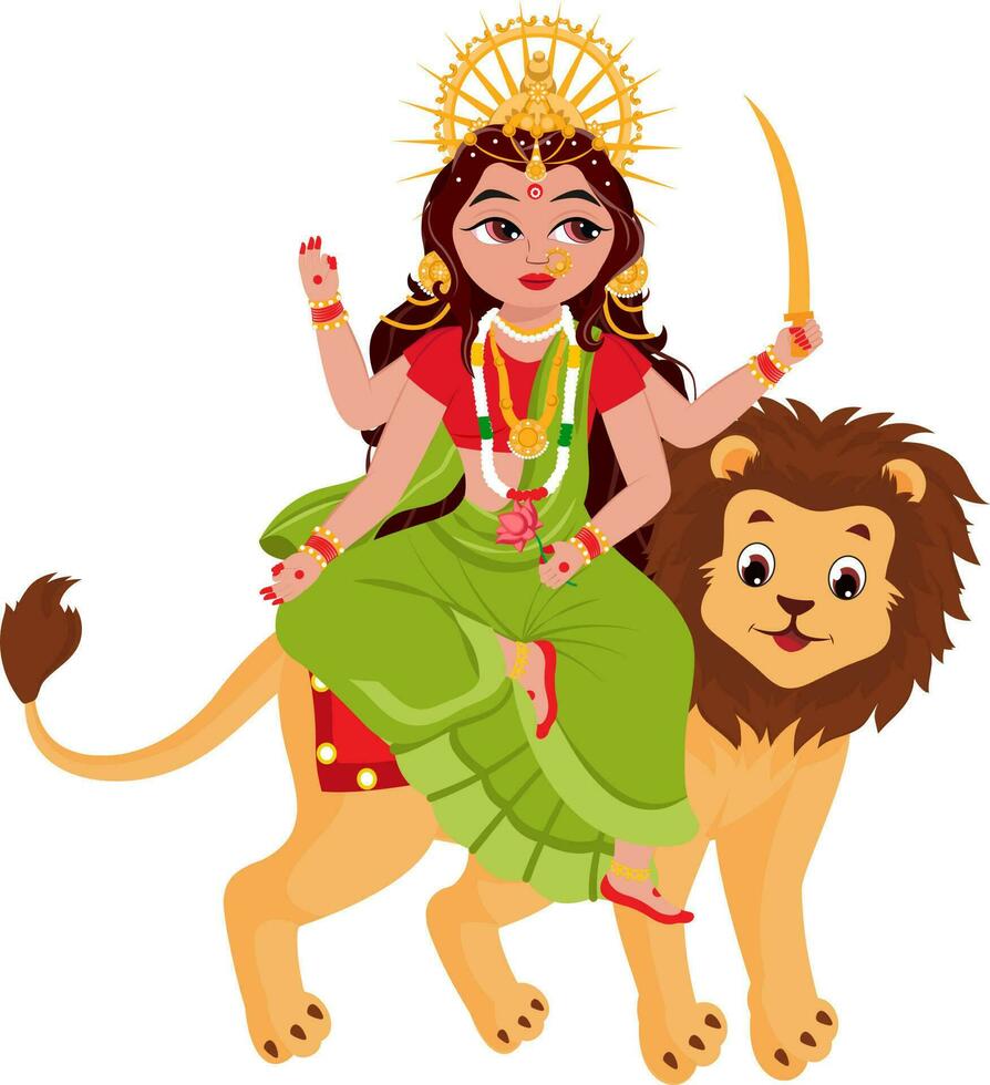 Indian Goddess Katyayani Sculpture On White Background. vector