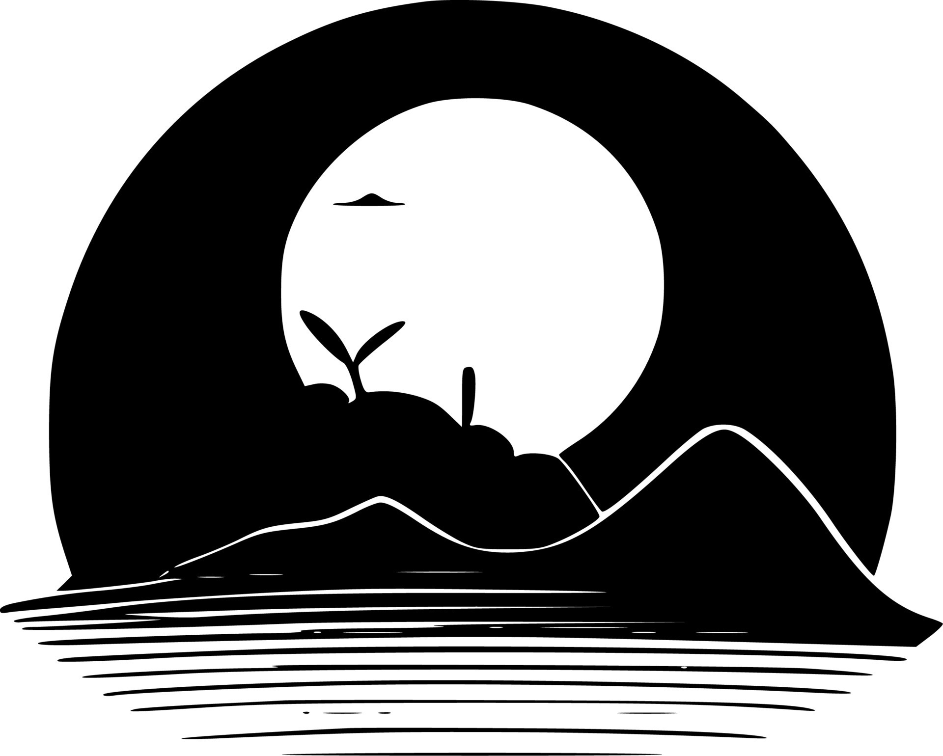 Sunset - Black and White Isolated Icon - Vector illustration 24144116