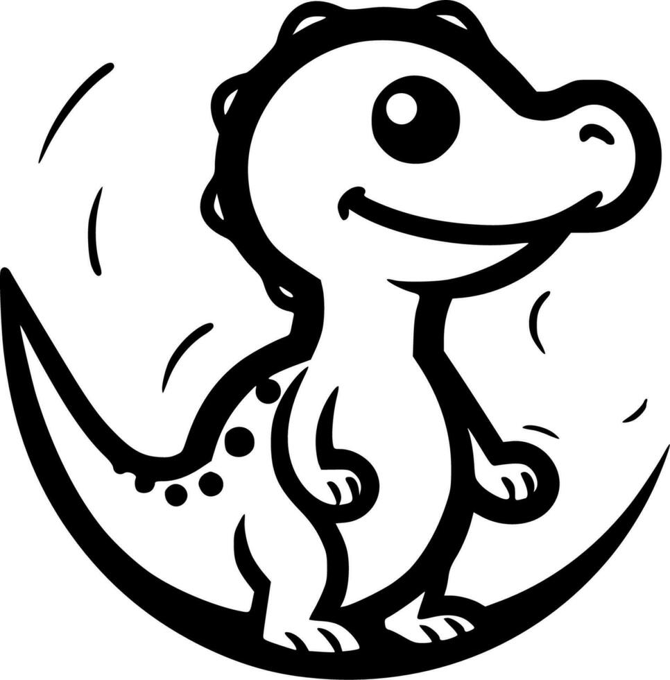 Dinosaur - Black and White Isolated Icon - Vector illustration