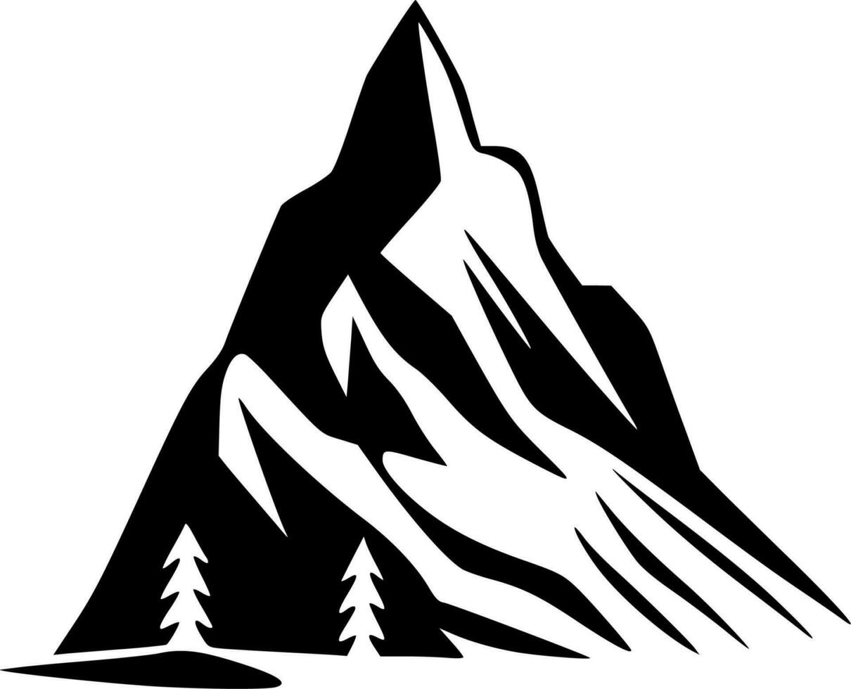 montaña - negro y blanco aislado icono - vector ilustración