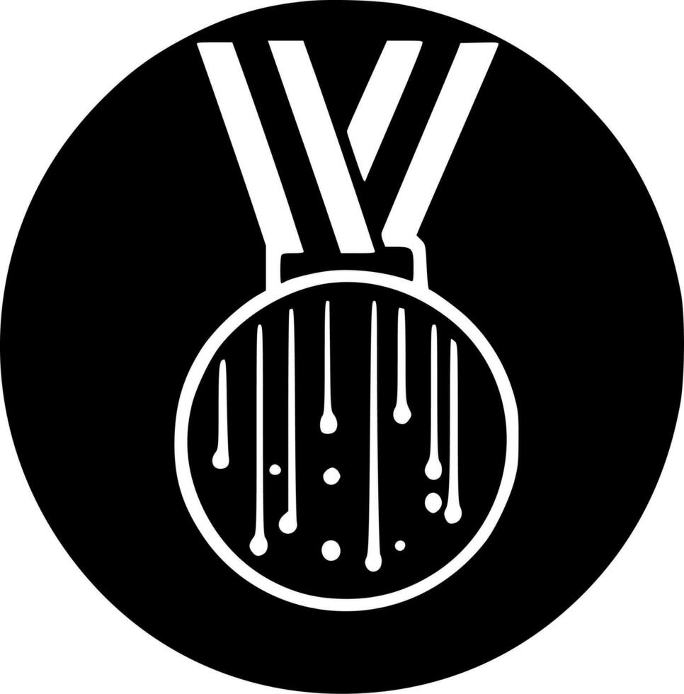 Medal - Black and White Isolated Icon - Vector illustration
