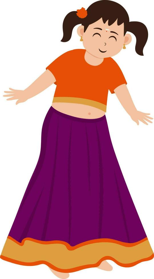 Character Of South Indian Girl Standing On White Background. vector