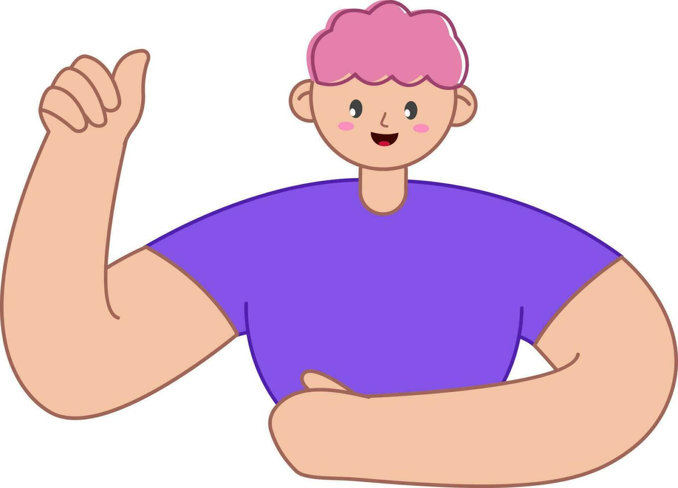 Character Of Cartoon Man Showing Thumb Up On White Background. vector