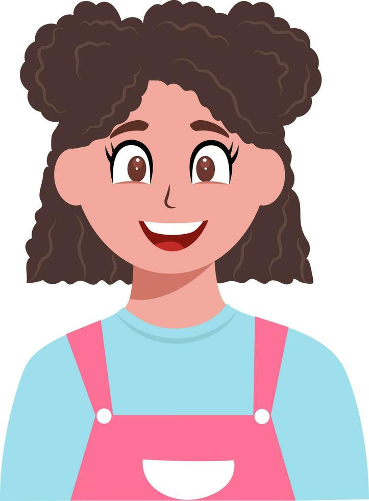 Cheerful Cartoon Girl Character On White Background. vector