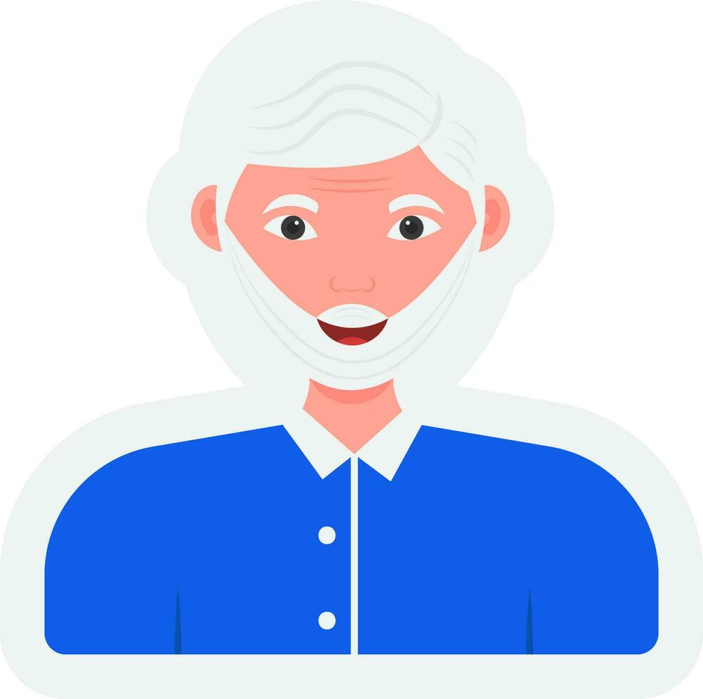 Sticker Style Old Man Character On White Background. vector