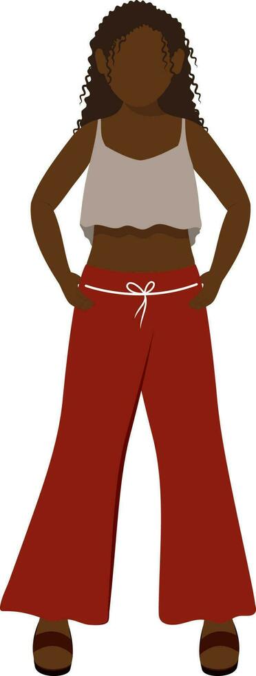 Faceless African Modern Young Woman Standing On White Background. vector