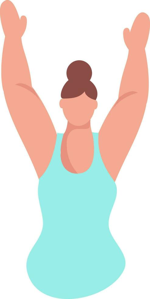 Faceless Young Lady Raising Her Hand Up On White Background. vector