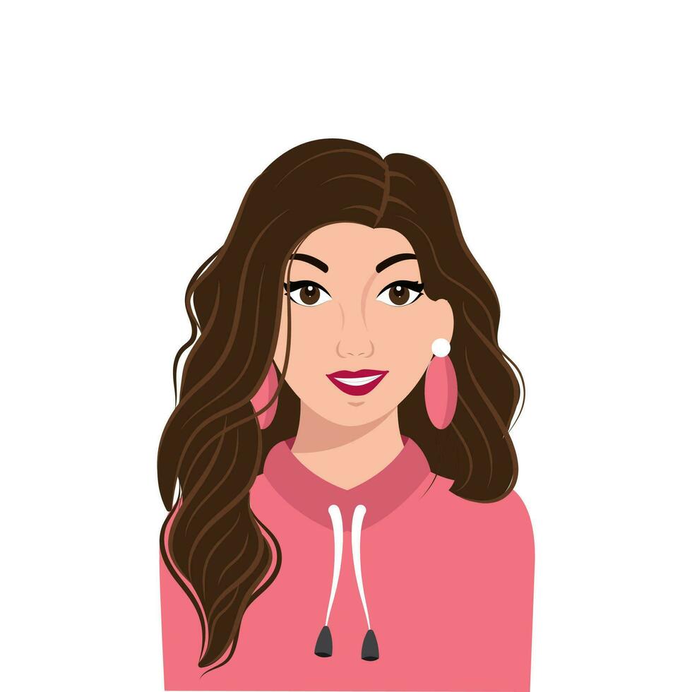Attractive Young Girl Character On White Background. vector