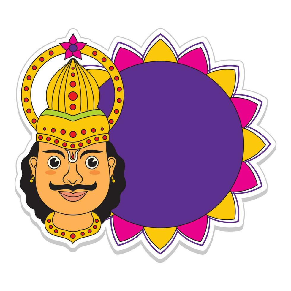 Rey Mahabali cara con vacío mandala marco en blanco antecedentes. vector