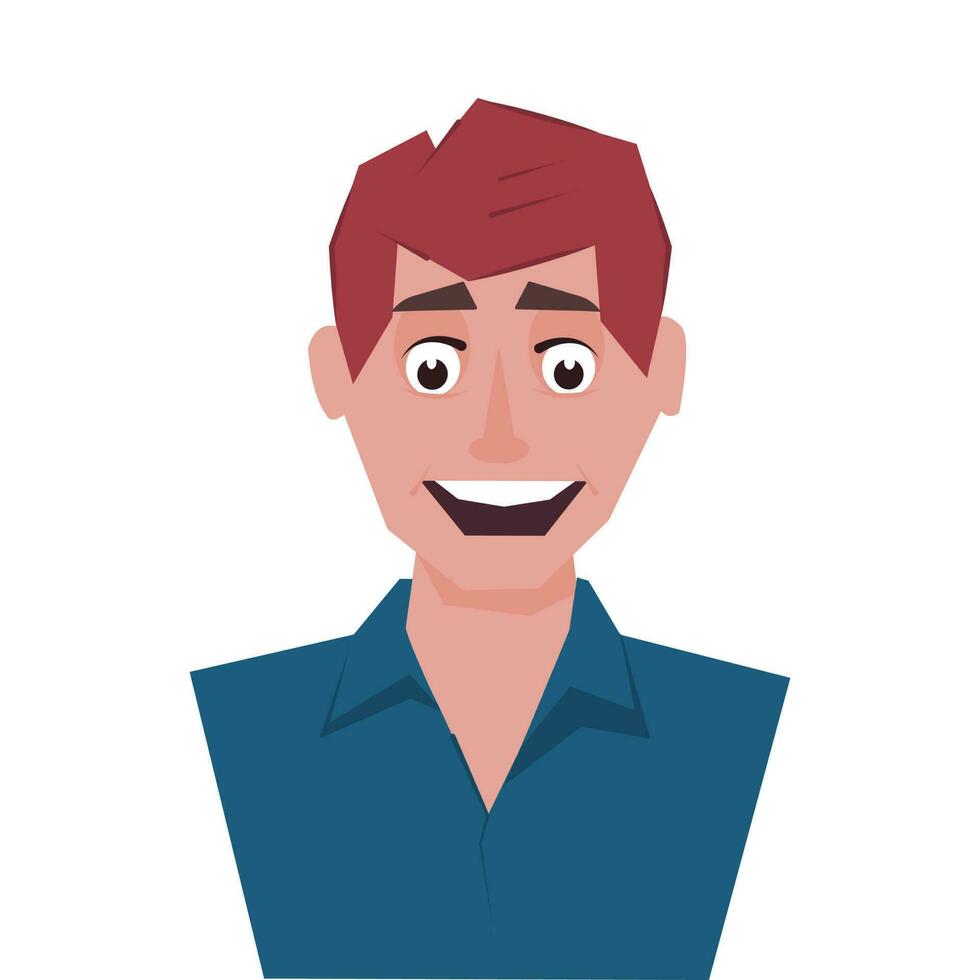 Cheerful Young Man Character On White Background. vector