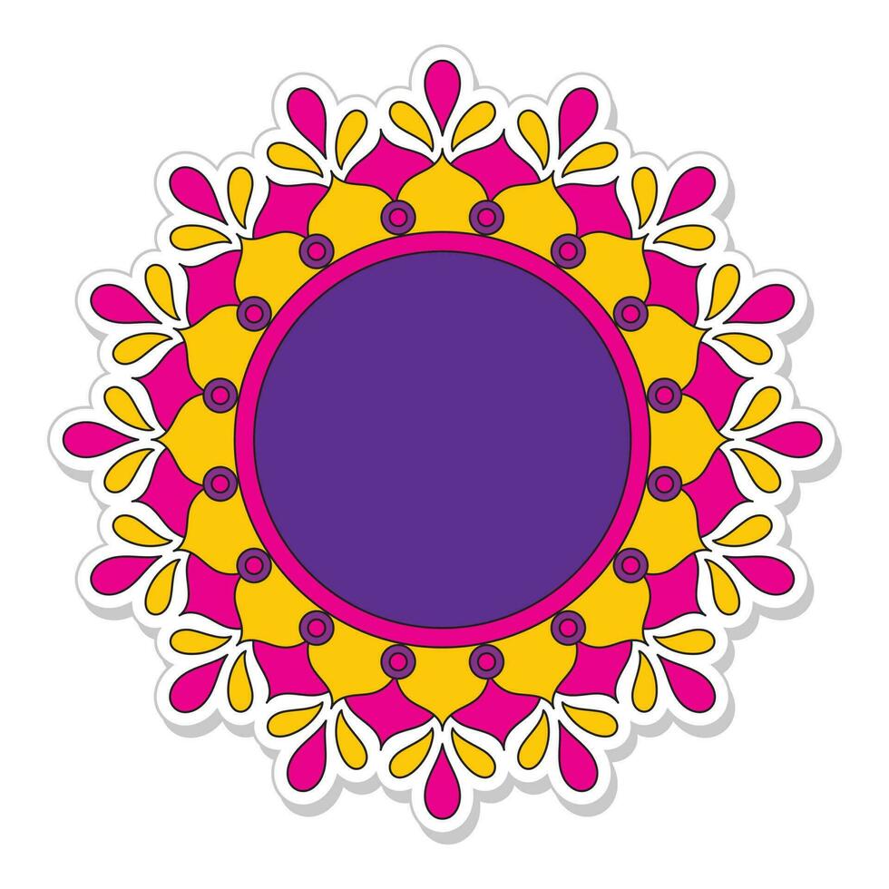 pegatina estilo vacío mandala marco en blanco antecedentes. vector