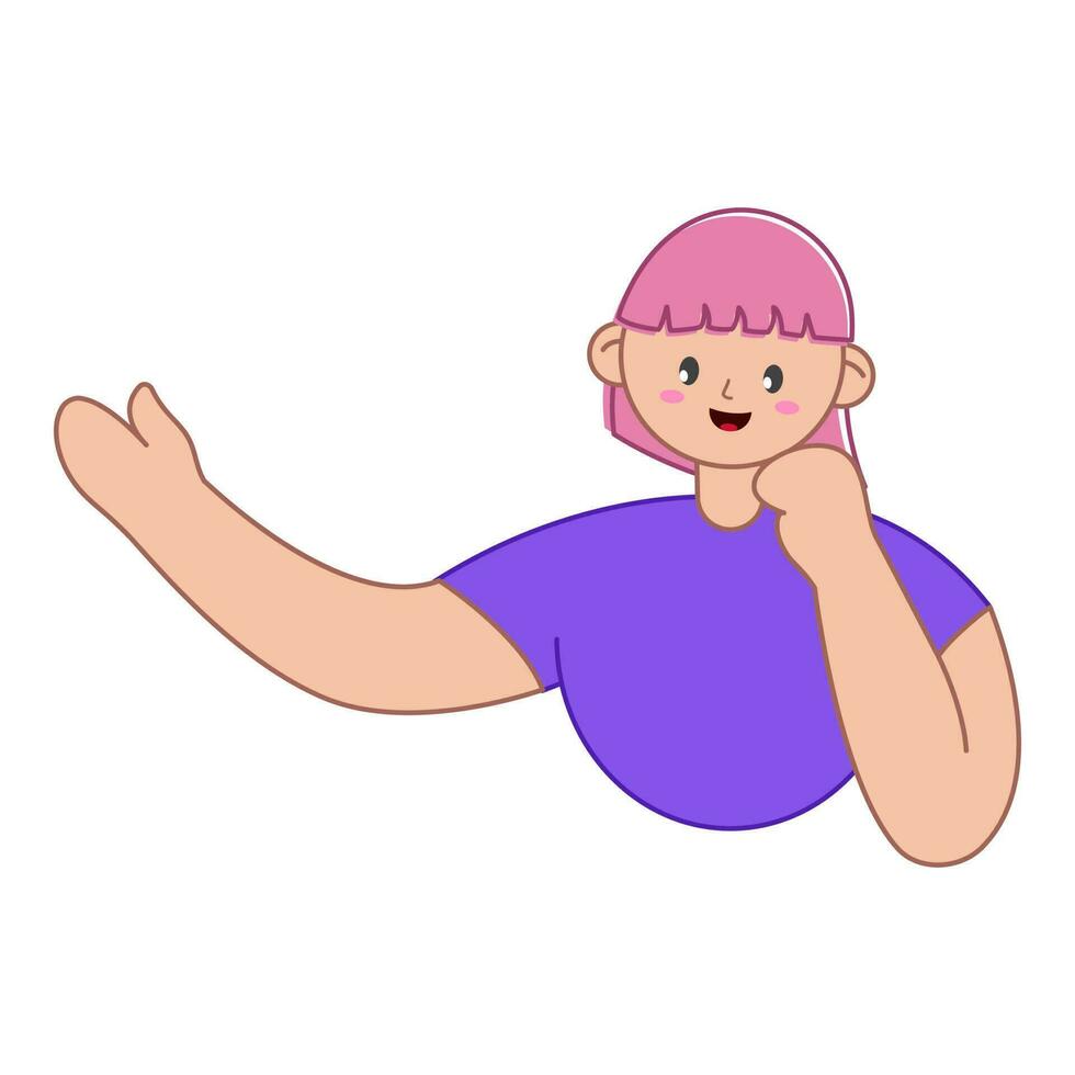 personaje de dibujos animados joven niña en blanco antecedentes. vector