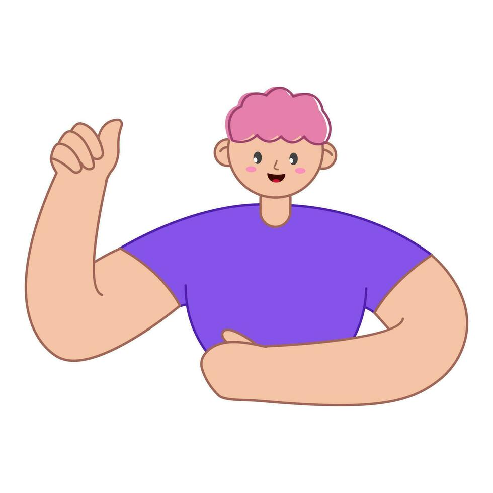 Character Of Cartoon Man Showing Thumb Up On White Background. vector