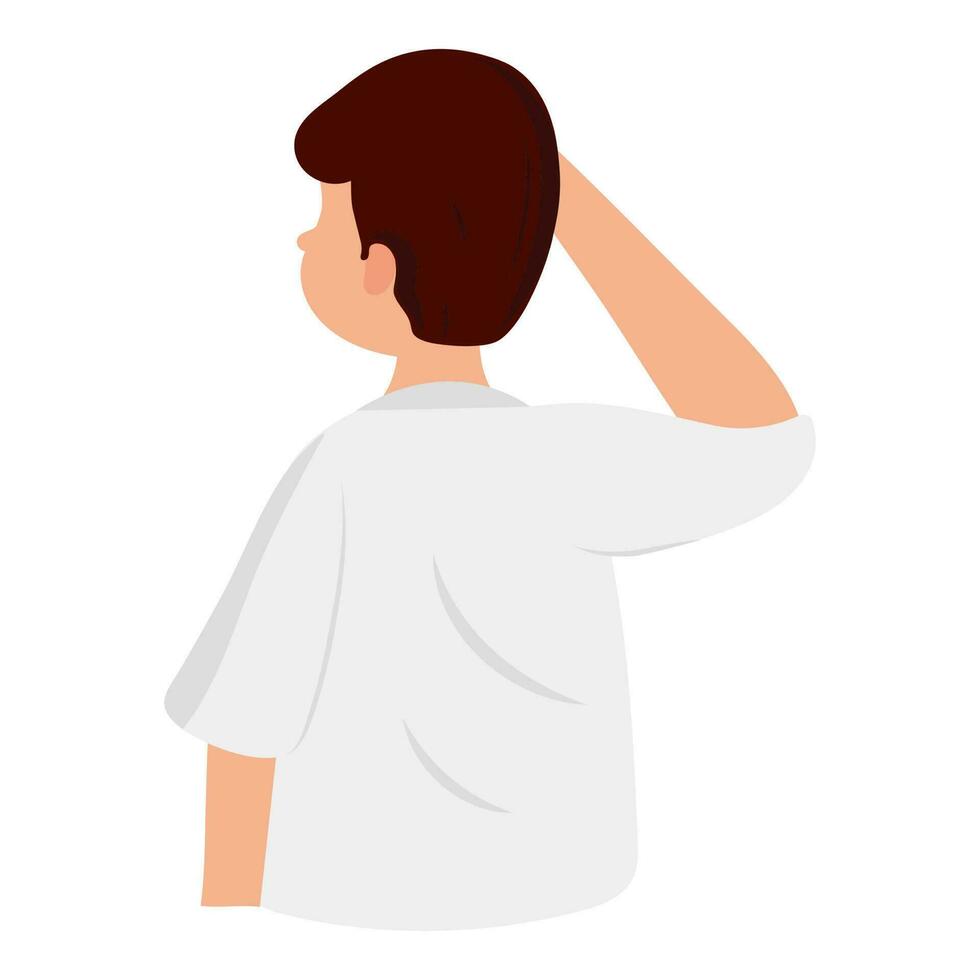 Back View Of Indian Man Saluting On White Background. vector