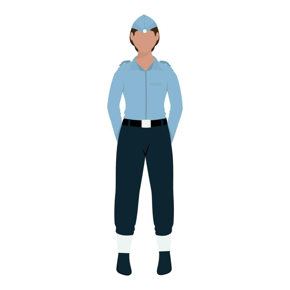 Faceless Air Force Female Officer Standing Against White Background. vector