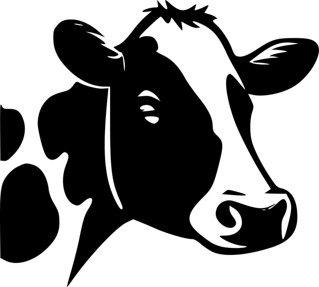 vaca - negro y blanco aislado icono - vector ilustración