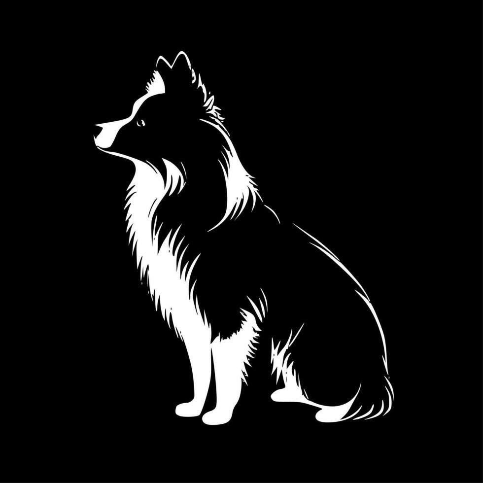 Border Collie - Black and White Isolated Icon - Vector illustration