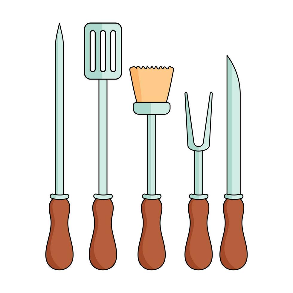 Babeque Utensils Icon In Grey And Brown Color. vector