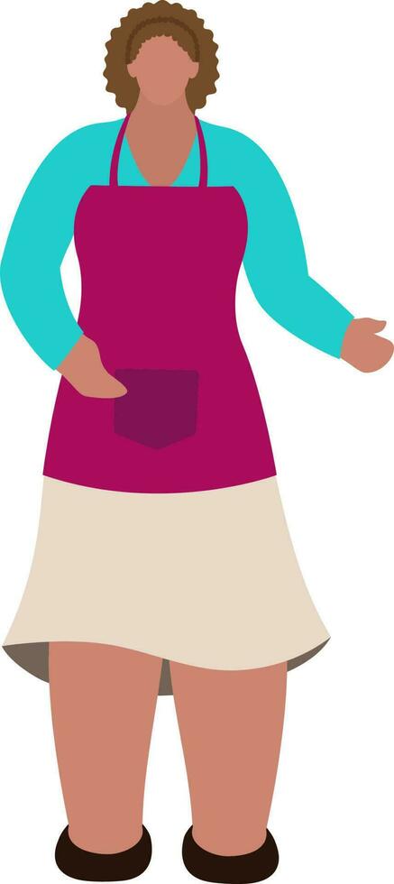 Faceless Grocery Female Worker In Standing Pose. vector