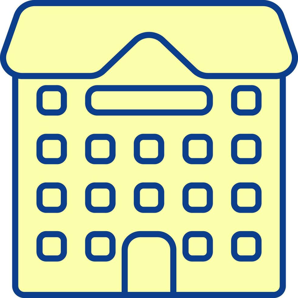 Flat Style Academic Building Icon In Yellow Color. vector