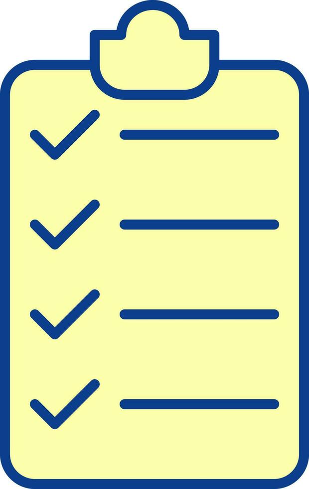 Check Paper Clipboard Icon In Yellow Color. vector