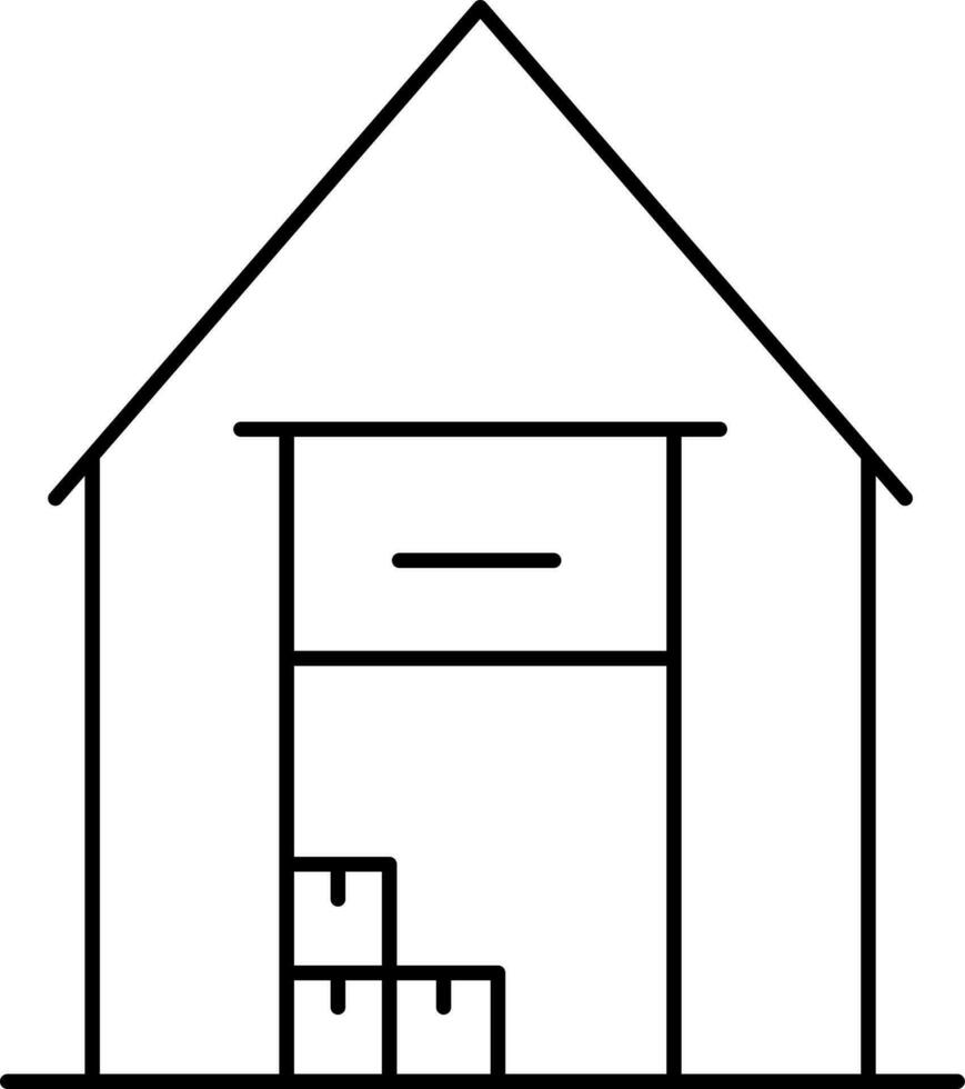 Black Thin Line Art Of Storehouse Icon. vector