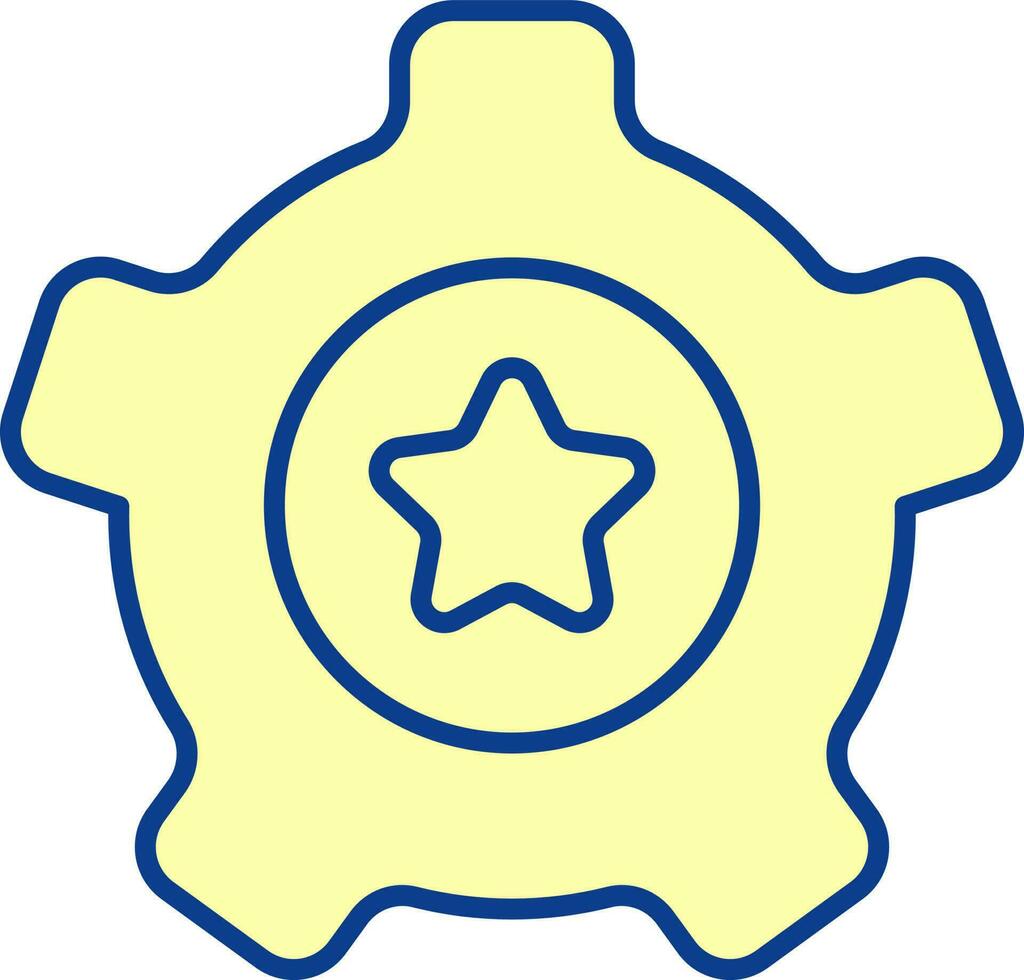 estrella con rueda dentada icono en amarillo color. vector