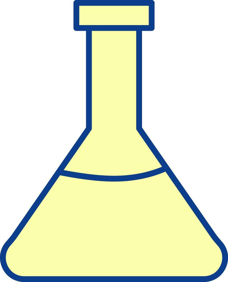Illustration Of Erlenmeyer Flask Icon In Yellow Color. vector