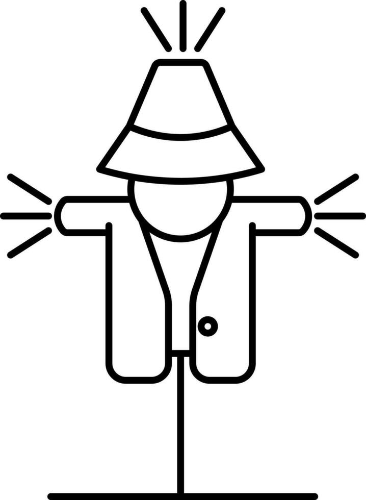 Faceless Scarecrow Black Linear Icon. vector