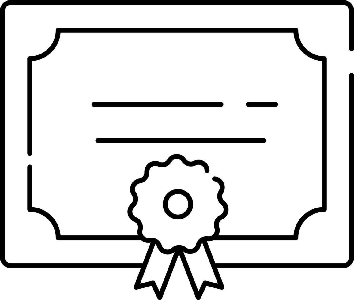 Illustration Of Certificate Icon In Black Stroke. vector