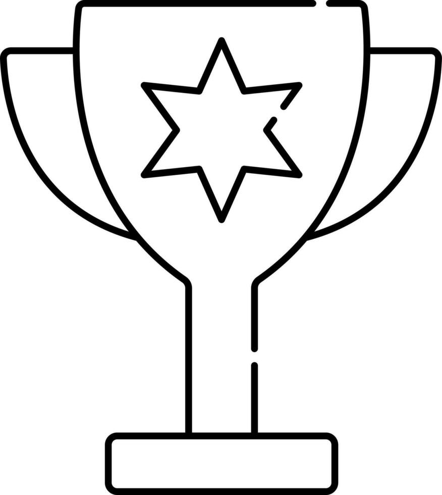 Black Linear Style Star Trophy Cup Icon. vector