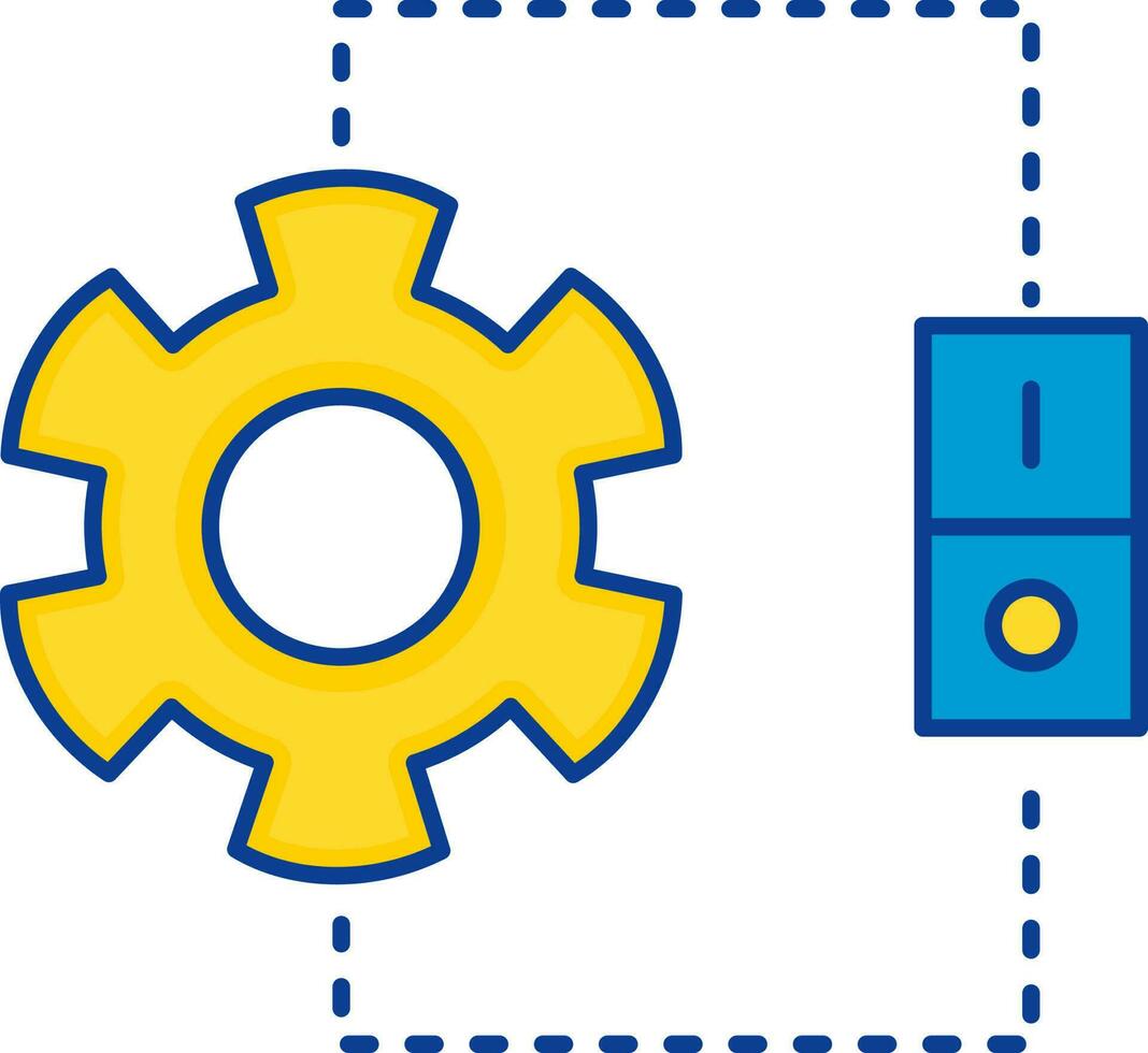 Flat Setting Option Icon In Blue And Yellow Color. vector