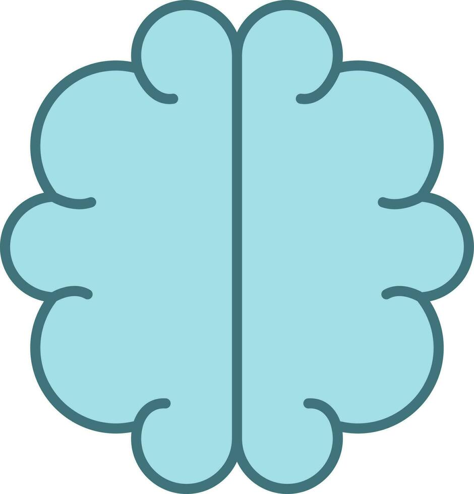 plano estilo cerebro icono o símbolo en azul color. vector