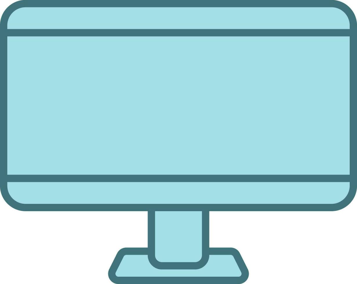 Blue Monitor Icon In Flat Style. vector