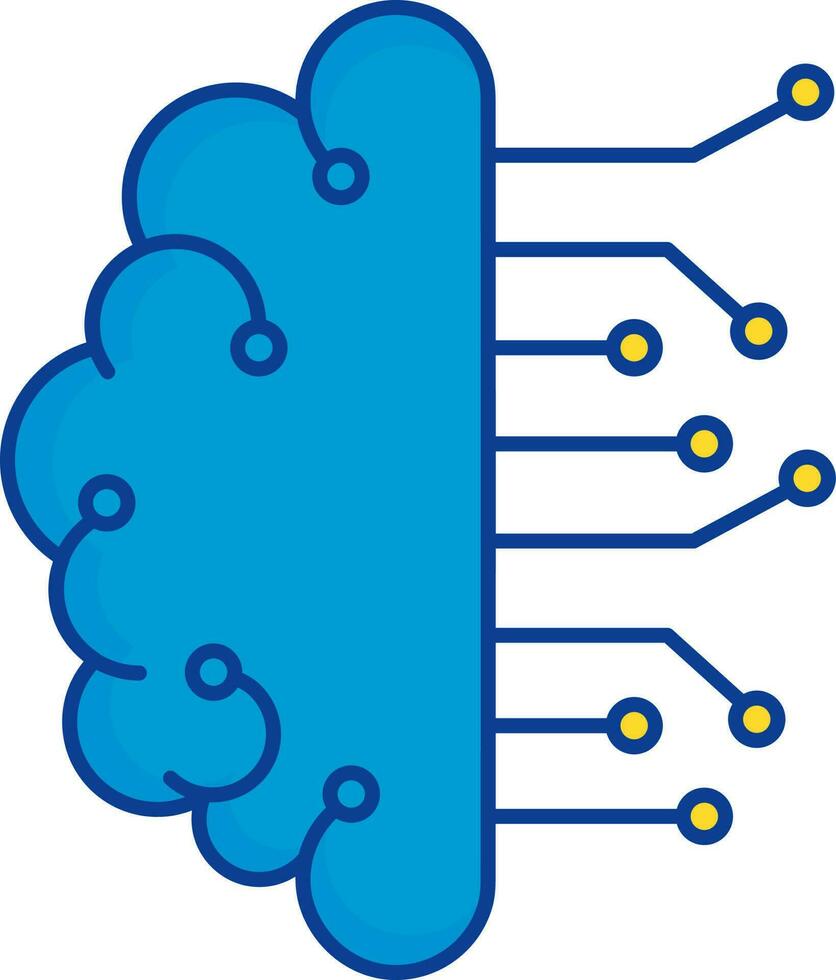plano ilustración de azul digital cerebro conexión icono. vector