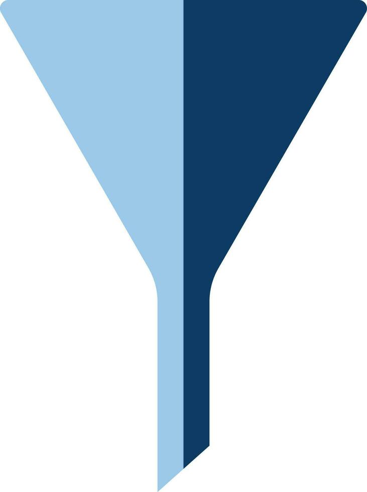 Blue Funnel Or Filter Icon In Flat Style. vector