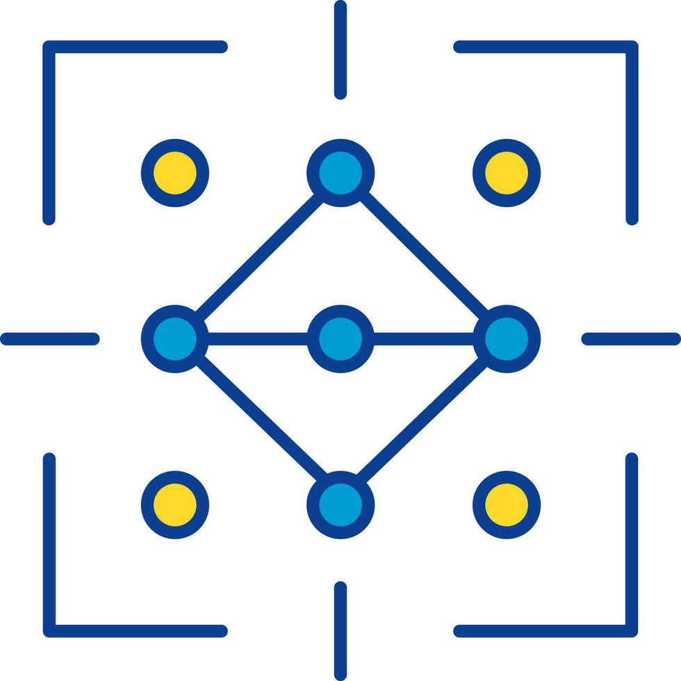 Security Pattern Code Icon In Blue And Yellow Color. vector