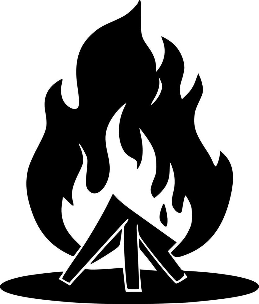 Campfire, Black and White Vector illustration