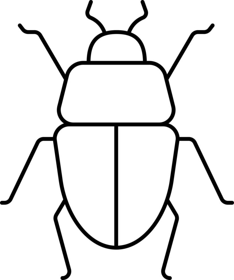 Isolated Beetle Icon In Black Outline. vector