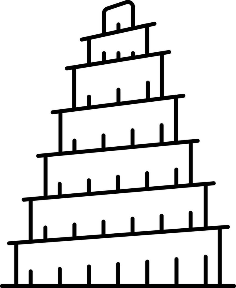 Tower Of Babel Icon In Line Art. vector