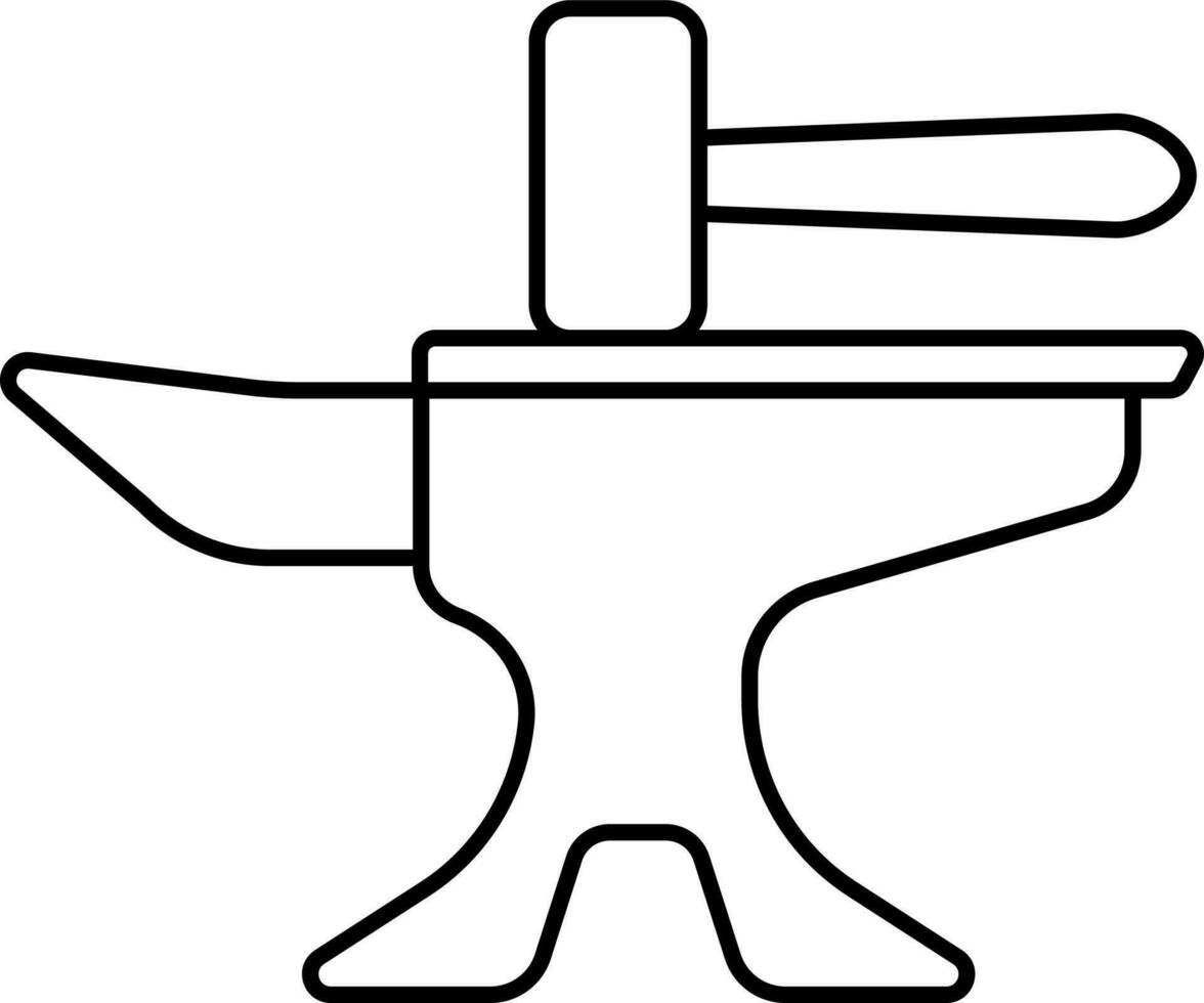 Anvil Icon Or Symbol In Black Line Art. vector