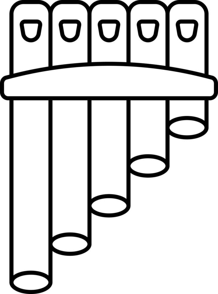 Pan Flute Icon In Black Line Art. vector