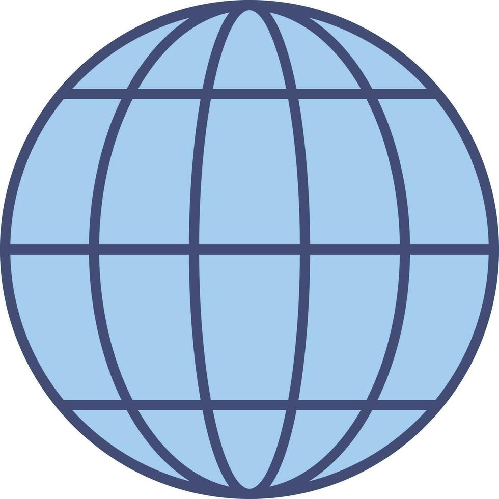Blue Globe Icon In Flat Style. vector