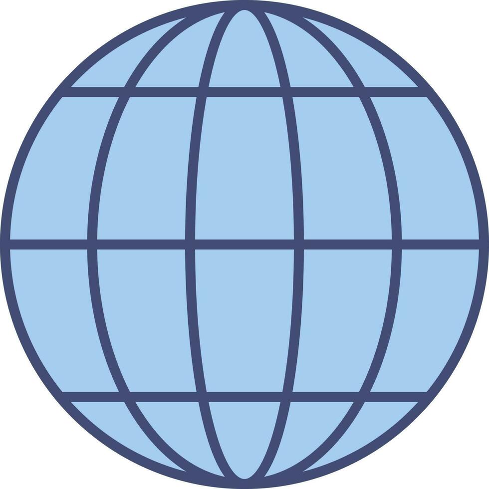 Blue Globe Icon In Flat Style. vector