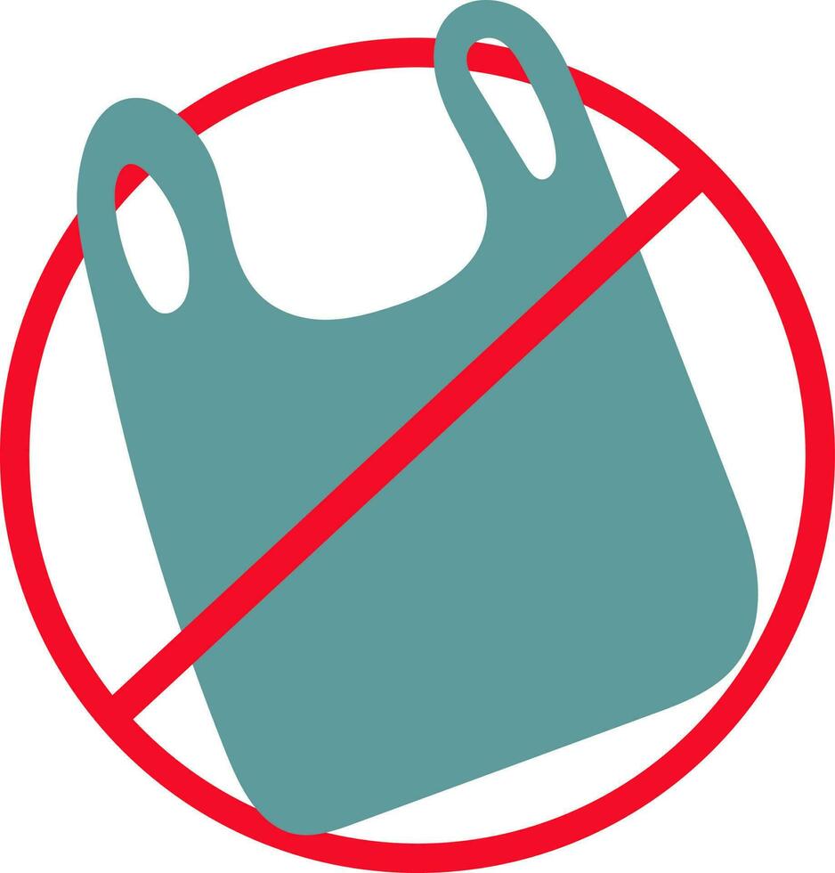 Stop Plastic Icon O Symbol in Red And Teal Color. vector