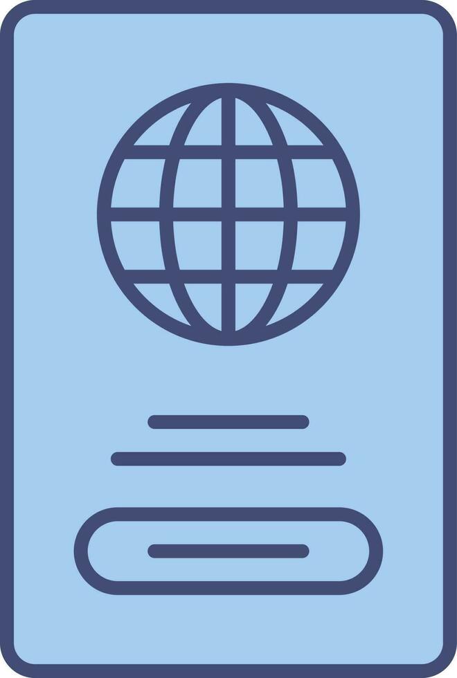 Flat Style Passport Icon In Blue Color. vector
