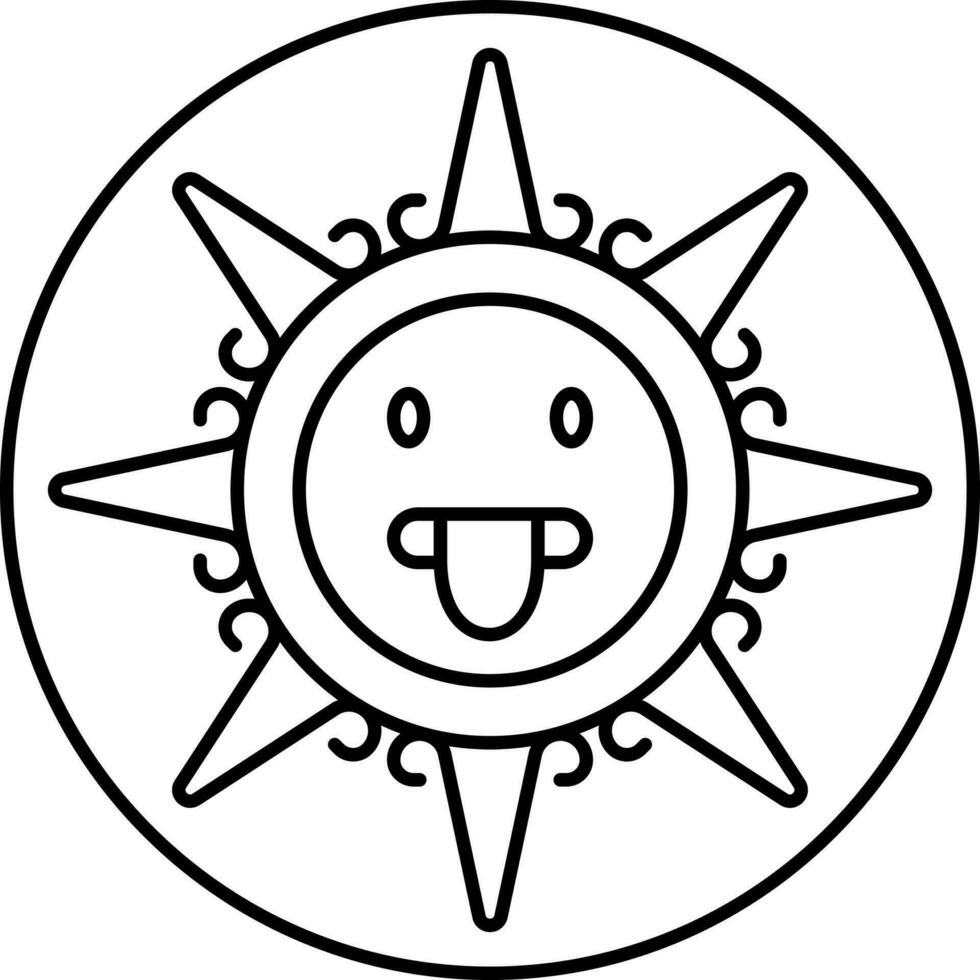 Aztec Calendar Icon In Black Line Art. vector