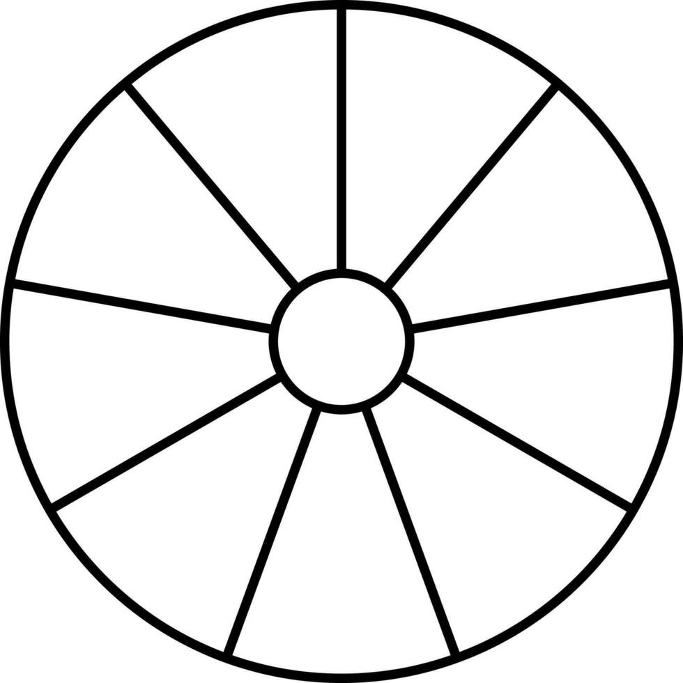 Black Thin Line Art Of Wooden Wheel Icon. vector